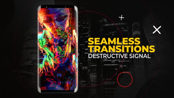 Videohive Vertical Destructive Signal Transitions | After Effects Elements template preview