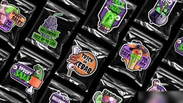 Videohive 3D Unique Halloween Stickers Elements template preview