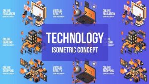 Future Technology - Isometric Concept Video Displays template preview