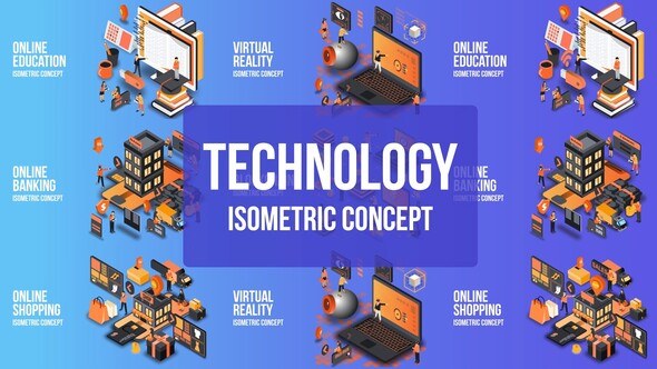 Future Technology - Isometric Concept Video Displays template preview