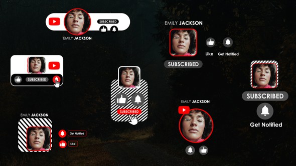 Videohive YouTube Subscribe Button Pack - Like & Notification Animation Elements template preview