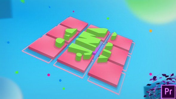 3D Mosaic Color Logo Premiere Pro template preview