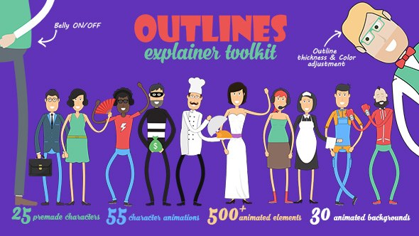 Outlines Explainer Toolkit Video Displays template preview