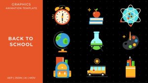Videohive Back to school graphic animation template | After Effects Elements template preview