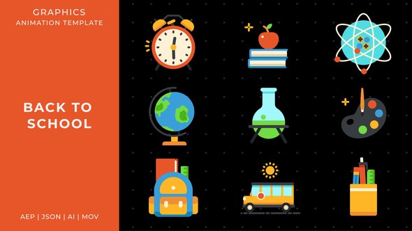 Videohive Back to school graphic animation template | After Effects Elements template preview