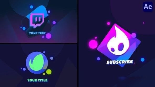 Videohive 2D Cartoon Neon Logo Animations [After Effects] Logo Stings template preview
