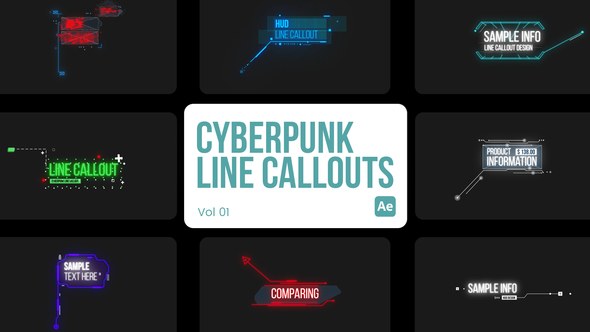Videohive Cyberpunk Line Callouts for After Effects Titles template preview