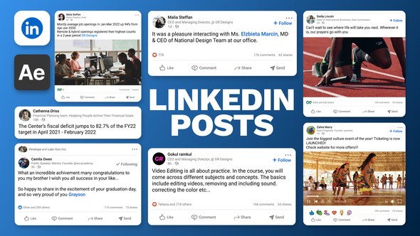 Videohive LinkedIn Post UI Mockups Elements template preview