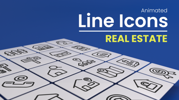 Videohive 50 Animated Real Estate Line Icons Infographics template preview