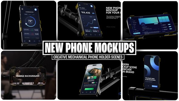 Videohive 3D Mechanical Phone Stand Mockup вЂ“ Modern Mobile Device Display Kit Product Promo template preview