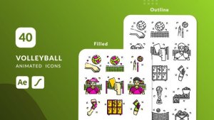 Videohive Volleyball Animated Icons | After Effects Elements template preview
