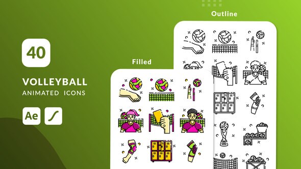 Videohive Volleyball Animated Icons | After Effects Elements template preview