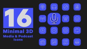 Videohive Minimal 3D - Media & Podcast Icons Elements template preview