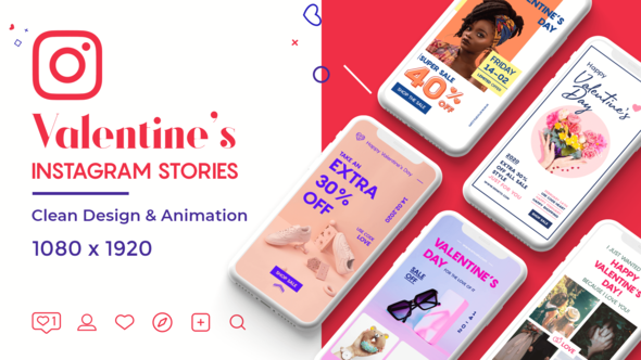 Valentine Instagram Stories Video Displays template preview