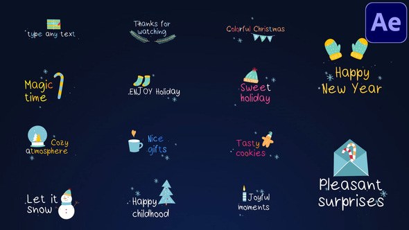 Colorful Christmas Titles | After Effects Video Displays template preview