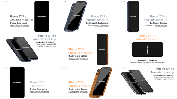 Videohive Realistic Phone 17 Pro Mockup App Product Promo template preview