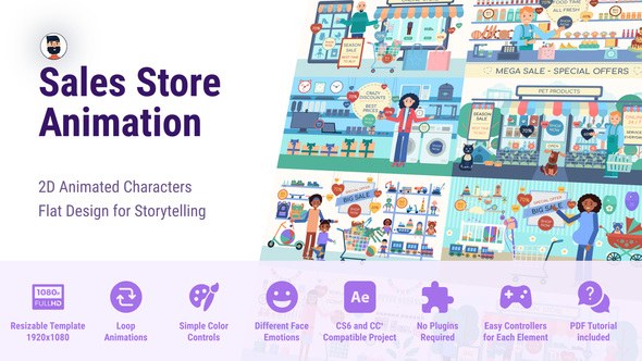 Videohive Sale Store - Flat Character Elements template preview