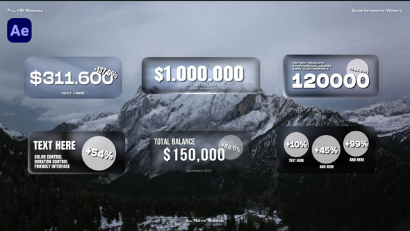 Videohive Glass Infographic Widgets Logo Stings template preview