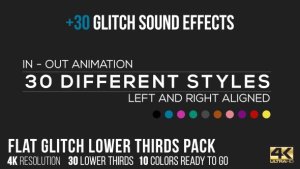 Flat Glitch Lower Thirds + 30 Glitch Sound Effects Video Displays template preview