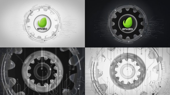 Videohive Futuristic Gears Logo Reveals Logo Stings template preview
