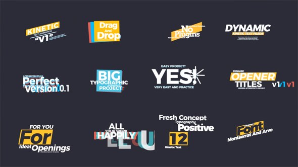 Kinetic Text Animation Video Displays template preview