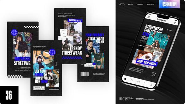 Videohive Action Powerful Streetwear Stories Video Displays template preview