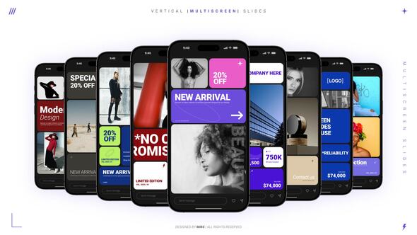 Vertical Multiscreen Slides Video Displays template preview