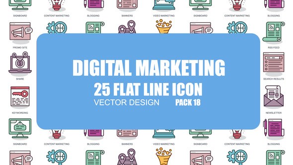 Digital Marketing - Flat Animation Icons Video Displays template preview