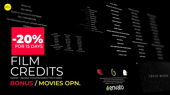 Videohive Film Credits And Movies Opener Titles template preview