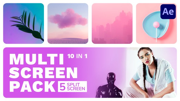 Videohive Multiscreen - 5 Split Screen Video Displays template preview