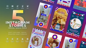 Videohive Stories Slovenia Independence Day Slovenia Flag Instagram Stories Memorial Day Product Promo template preview
