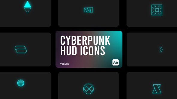 Videohive Cyberpunk HUD Icons 08 for After Effects Elements template preview