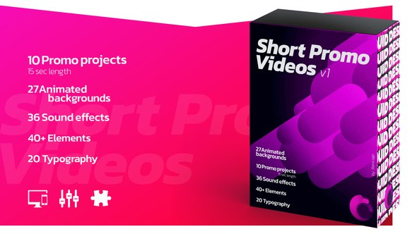 Videohive Short Promo Videos. Set v.1 (Promo projects | Sound FX | Typography & more) Openers template preview