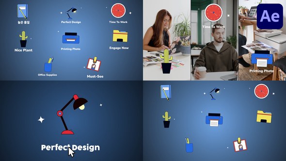 Videohive Office Icons And Titles for After Effects Titles template preview