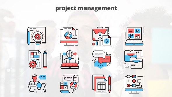 Project Managment – Thin Line Icons Video Displays template preview