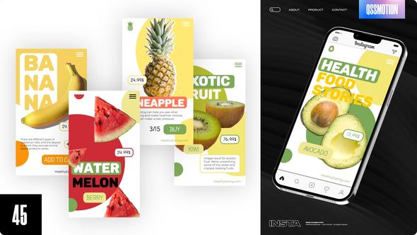 Videohive Healthy Food Instagram Stories 44872260 Video Displays template preview