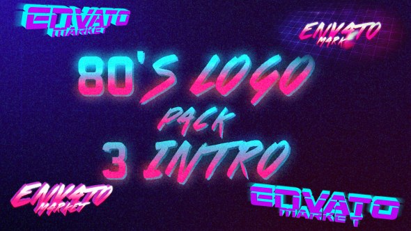 Videohive 80's Logo Intro Pack 3 in 1 Logo Stings template preview