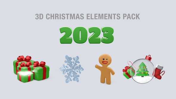 Videohive 3D Christmas Elements Pack Elements template preview