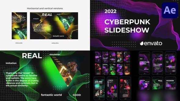 Videohive Cyberpunk Glitch Slideshow for After Effects Openers template preview