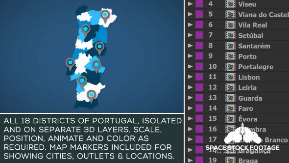 Portugal Map Kit Video Displays template preview