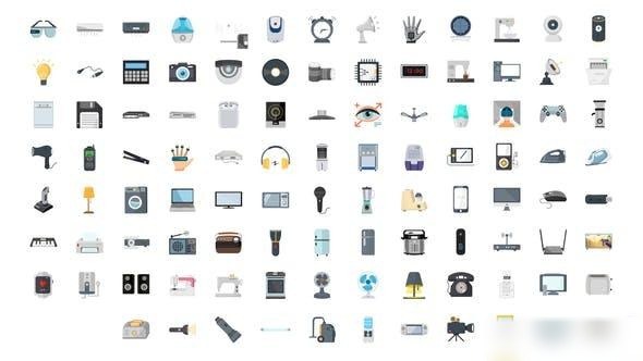 Videohive 100 Electronic Gadgets Icons Elements template preview