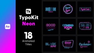 Videohive Typo Kit Neon Titles for After Effects Titles template preview