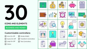 Videohive Business and Money Icons Elements template preview