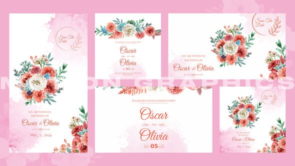 Videohive Angela Wedding Invitation | Mogrt Video Displays template preview