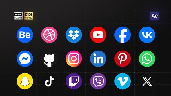 Videohive Animated Social Media Icons Infographics template preview