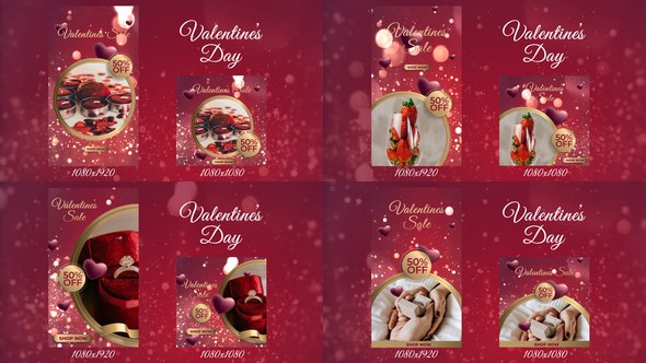 Videohive Valentines day instagram stories and post 42163807 Video Displays template preview