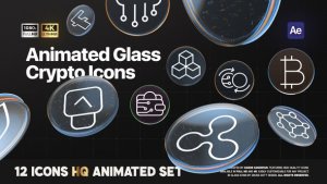 Videohive Crypto Glass Icons Pack Infographics template preview