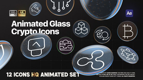 Videohive Crypto Glass Icons Pack Infographics template preview