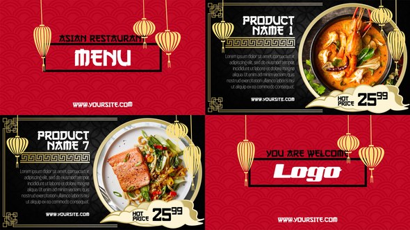Asian Menu - Restaurant Promo Video Displays template preview