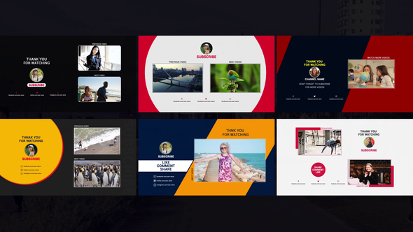 Videohive Youtube End Screen Notification Titles Broadcast-packages template preview